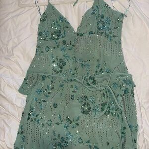 Princess Polly Light Green Sequin Embellished Top